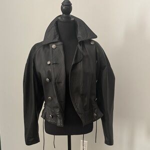 Genuine leather bomber jacket